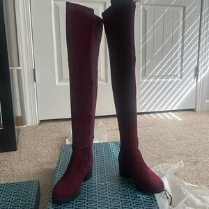 Tory Burch Deep Red Over-the-Knee Boots